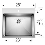 Quatrus R15 25'' Single Bowl Dual Mount Stainless Steel Laundry Sink