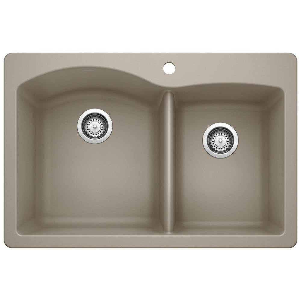 Blanco - Diamond SILGRANIT 33'' 60/40 Double Bowl Dual Mount Kitchen Sink -  Truffle - Truffle