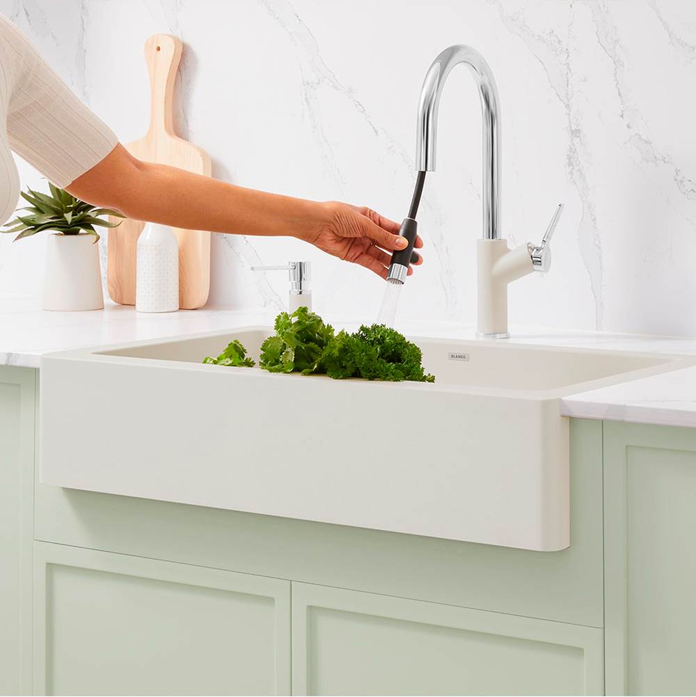 Urbena Pull-Down Dual-Spray Kitchen Faucet - Chrome/Soft White