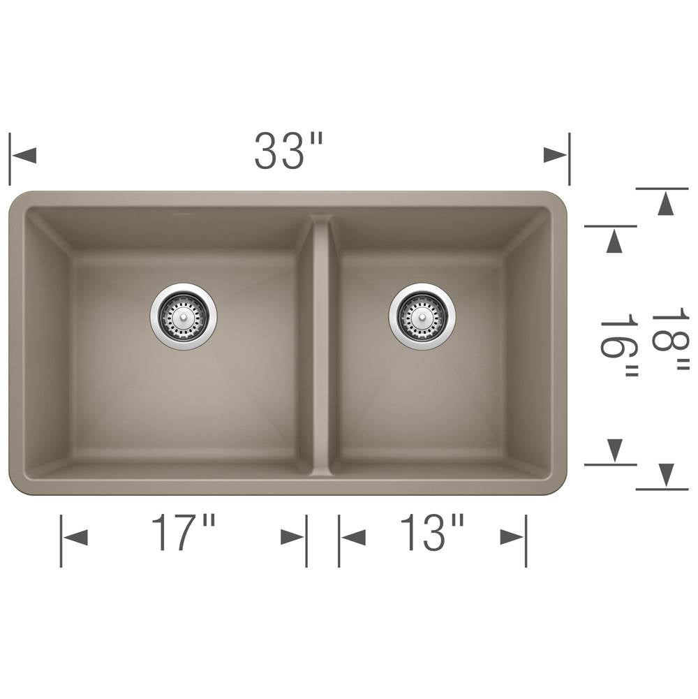 Precis SILGRANIT 33'' 60/40 Double Bowl Undermount Kitchen Sink - White