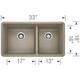 Precis SILGRANIT 33'' 60/40 Double Bowl Undermount Kitchen Sink - White