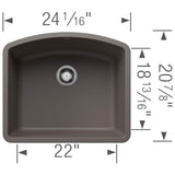 Diamond SILGRANIT 24'' Single Bowl Undermount Kitchen Sink - Soft White