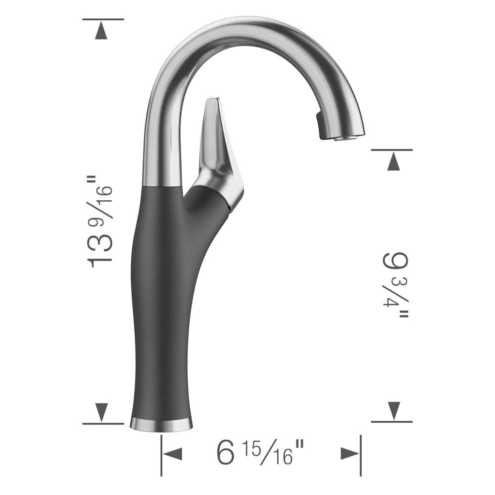 Artona Pull-Down Dual-Spray Bar Faucet - PVD Steel/Anthracite