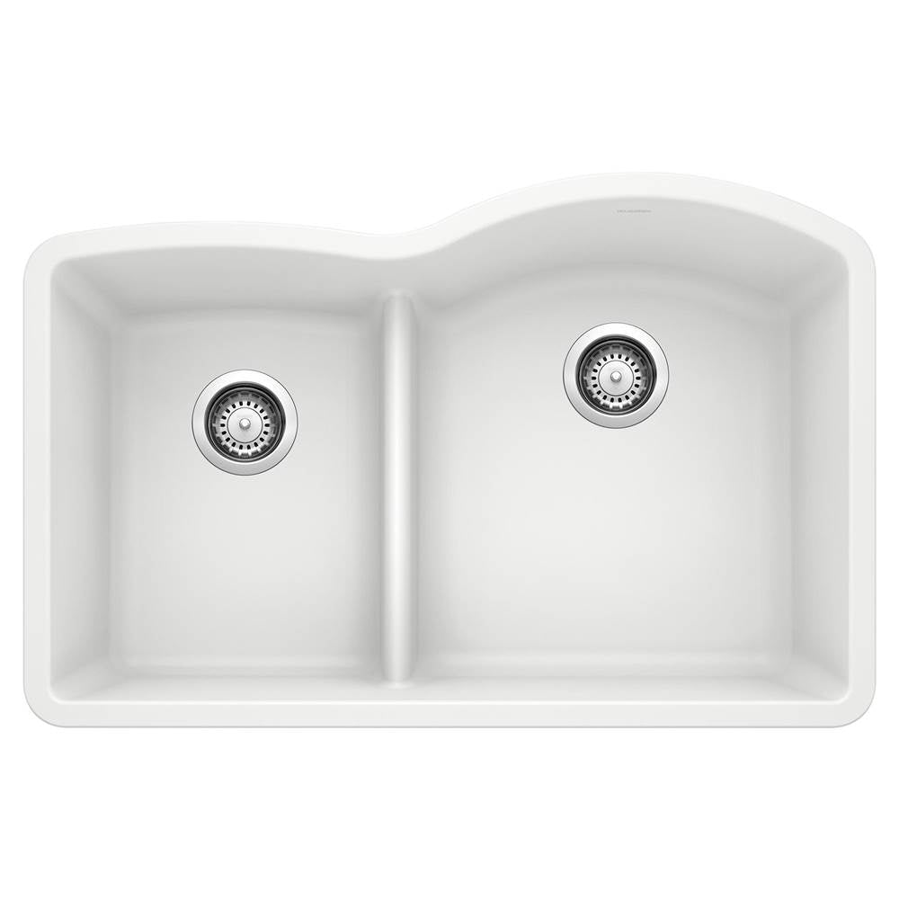 Blanco - Diamond SILGRANIT 32'' 40/60 Reverse Double Bowl Undermount Kitchen Sink with Low Divide - White - White
