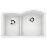 Blanco - Diamond SILGRANIT 32'' 40/60 Reverse Double Bowl Undermount Kitchen Sink with Low Divide - White - White
