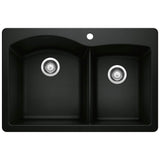 Blanco - Diamond SILGRANIT 33'' 60/40 Double Bowl Dual Mount Kitchen Sink - Coal Black - Coal Black