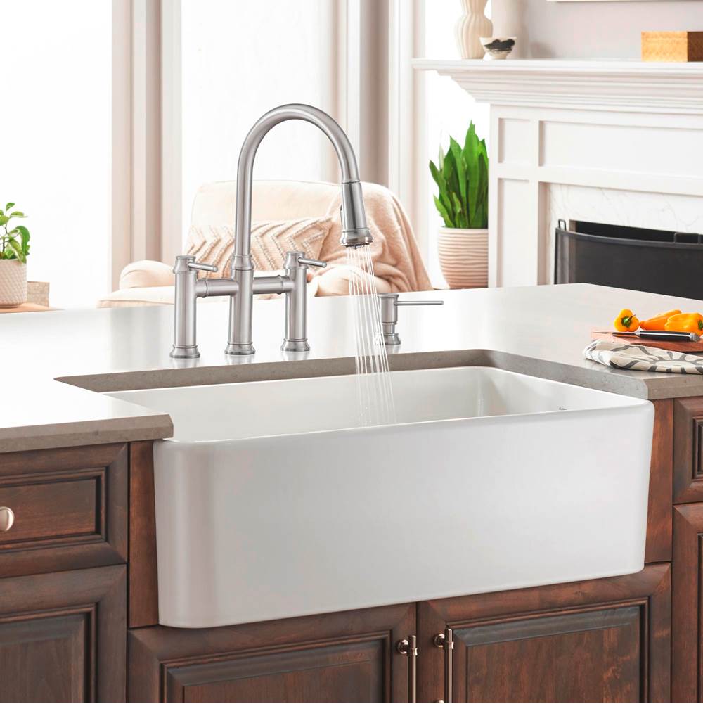 Cerana 33'' Fireclay Single Bowl Apron-Front Farmhouse Sink - White