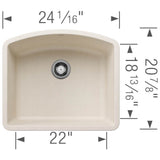 Diamond SILGRANIT 24'' Single Bowl Undermount Kitchen Sink - Soft White