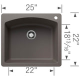 Diamond SILGRANIT 25'' Single Bowl Dual Mount Kitchen Sink - Soft White