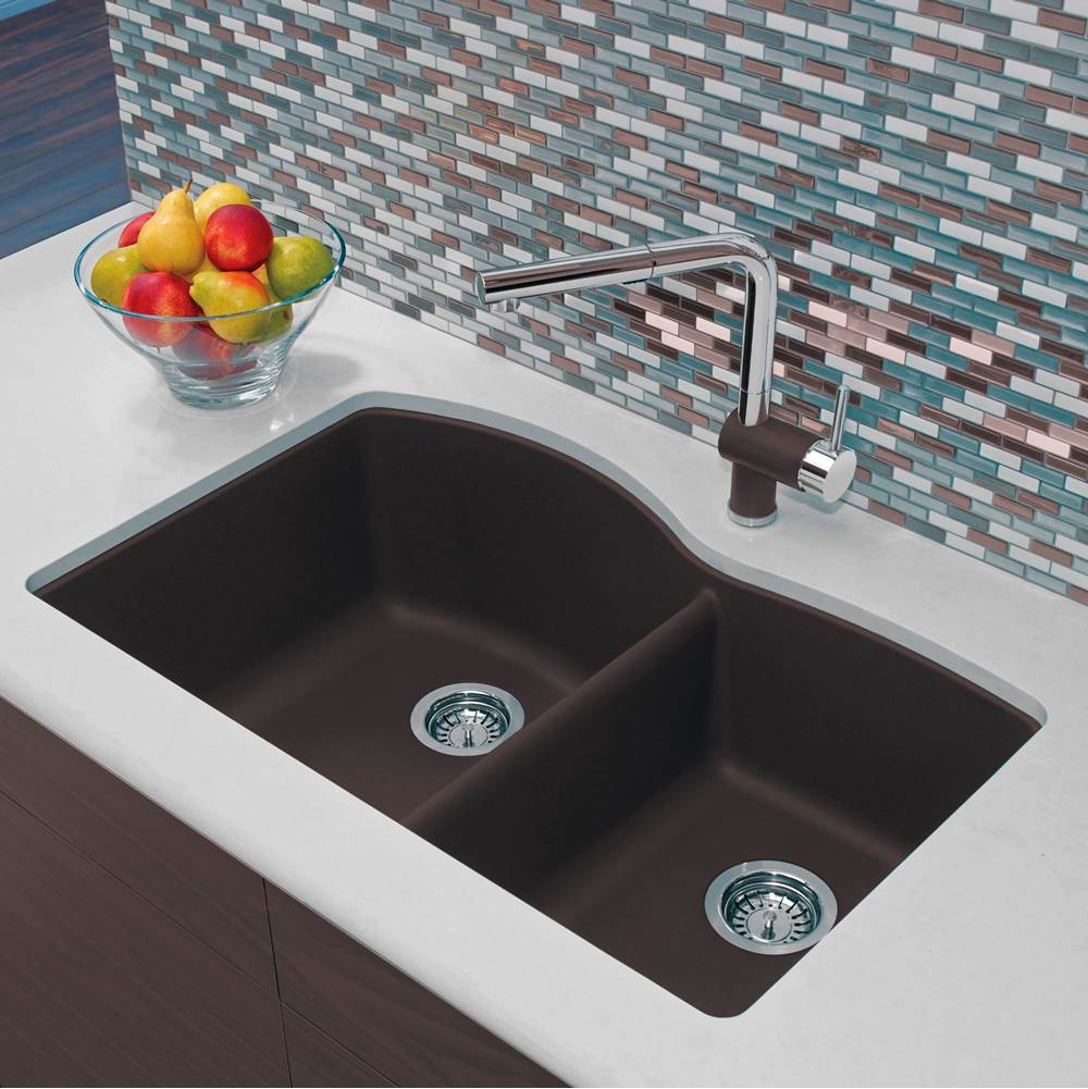 Diamond SILGRANIT 32'' 60/40 Double Bowl Undermount Kitchen Sink - Cafe
