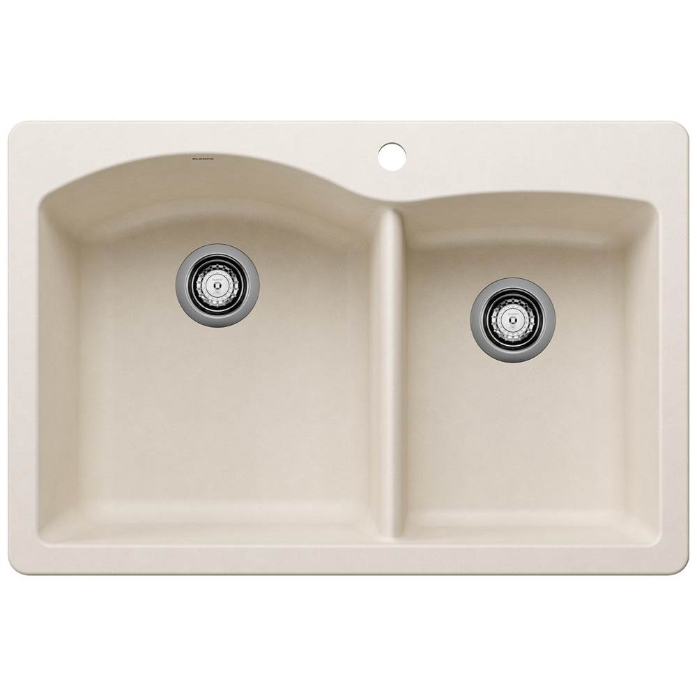 Blanco - Diamond SILGRANIT 33'' 60/40 Double Bowl Dual Mount Kitchen Sink - Soft White - Soft White