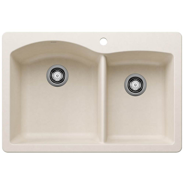 Blanco - Diamond SILGRANIT 33'' 60/40 Double Bowl Dual Mount Kitchen Sink - Soft White - Soft White