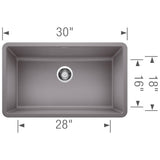 Precis SILGRANIT 30'' Single Bowl Undermount Kitchen Sink - Cinder