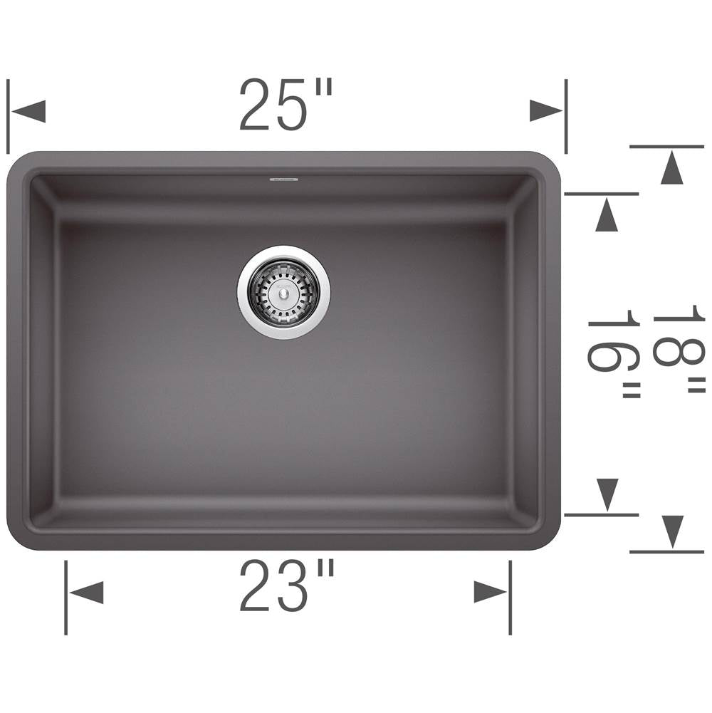 Precis SILGRANIT 25'' ADA Single Bowl Undermount Kitchen Sink - Cinder
