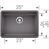 Precis SILGRANIT 25'' ADA Single Bowl Undermount Kitchen Sink - Cinder