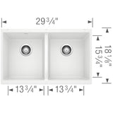 Precis SILGRANIT 29'' 50/50 Double Bowl Undermount Kitchen Sink - Coal Black