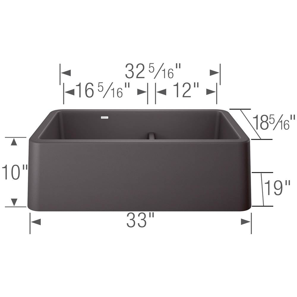 Ikon SILGRANIT 33'' Double Bowl Apron-Front Farmhouse Sink with Low Divide - Anthracite