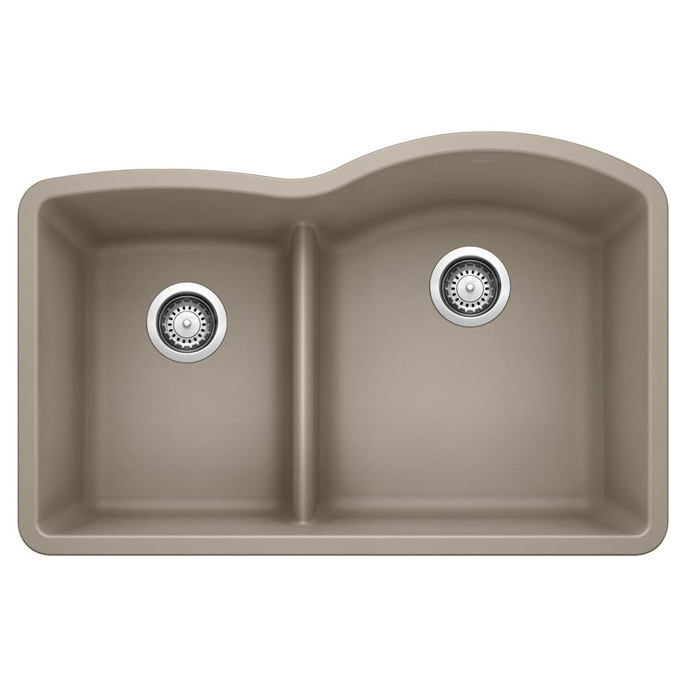 Blanco - Diamond SILGRANIT 32'' 40/60 Reverse Double Bowl Undermount Kitchen Sink with Low Divide - Truffle - Truffle
