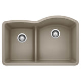 Blanco - Diamond SILGRANIT 32'' 40/60 Reverse Double Bowl Undermount Kitchen Sink with Low Divide - Truffle - Truffle