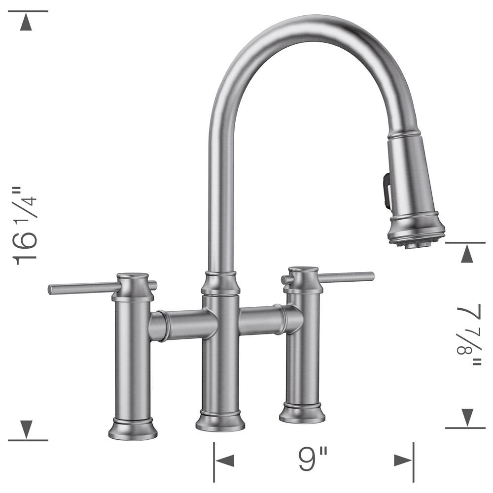 Empressa Pull-Down Dual-Spray Bridge Faucet - Chrome