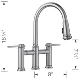 Empressa Pull-Down Dual-Spray Bridge Faucet - Chrome