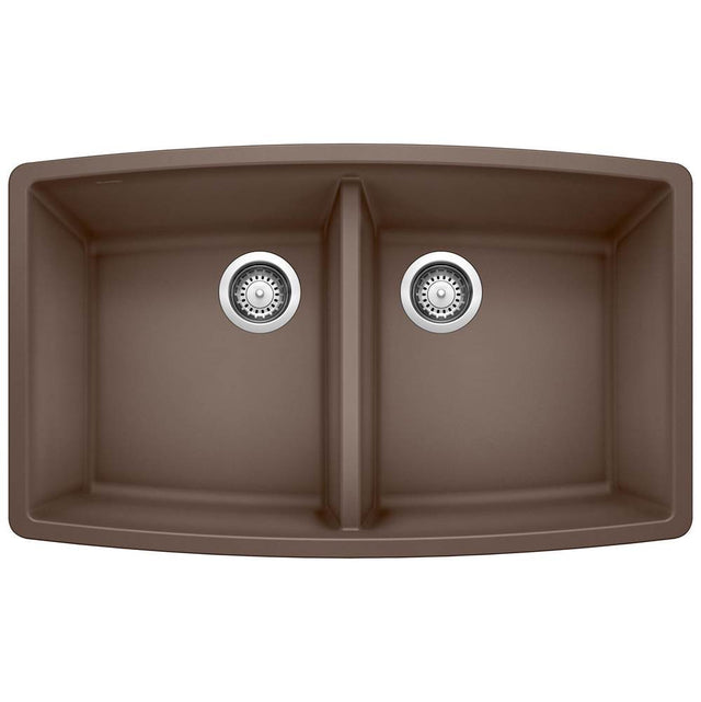 Blanco - Performa SILGRANIT 33'' 50/50 Double Bowl Undermount Kitchen Sink - Cafe - Cafe