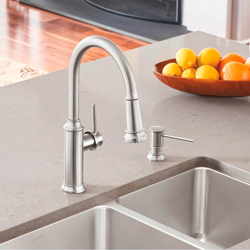 Empressa High Arc Pull-Down Dual-Spray Kitchen Faucet - PVD Steel