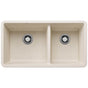 Blanco - Precis SILGRANIT 33'' 60/40 Double Bowl Undermount Kitchen Sink - Soft White - Soft White