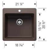 Liven SILGRANIT 21'' Single Bowl Dual Mount Kitchen Sink - Coal Black