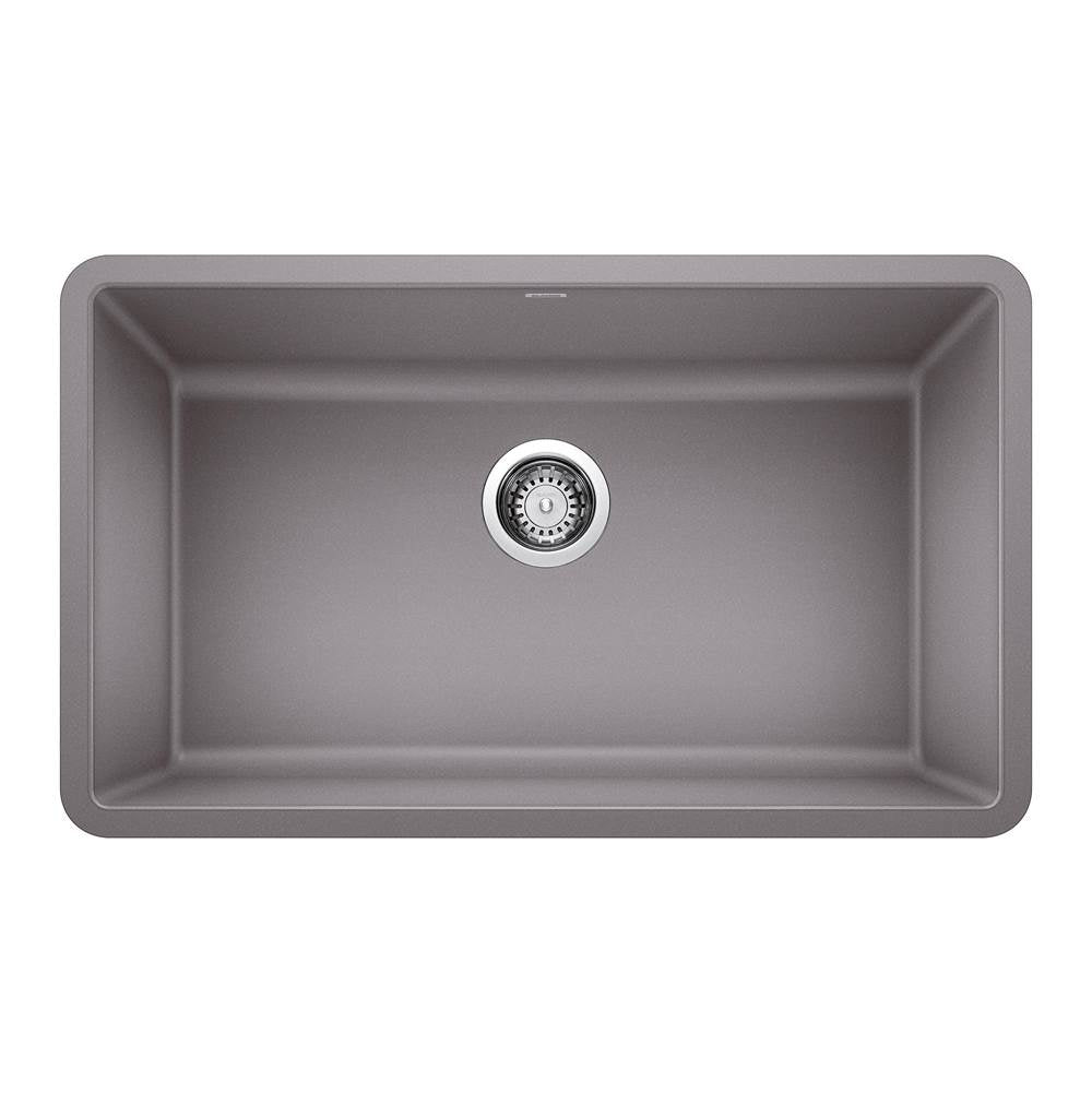 Blanco - Precis SILGRANIT 30'' Single Bowl Undermount Kitchen Sink - Metallic Gray - Metallic Gray