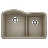 Blanco - Diamond SILGRANIT 32'' 60/40 Double Bowl Undermount Kitchen Sink with Low Divide - Truffle - Truffle