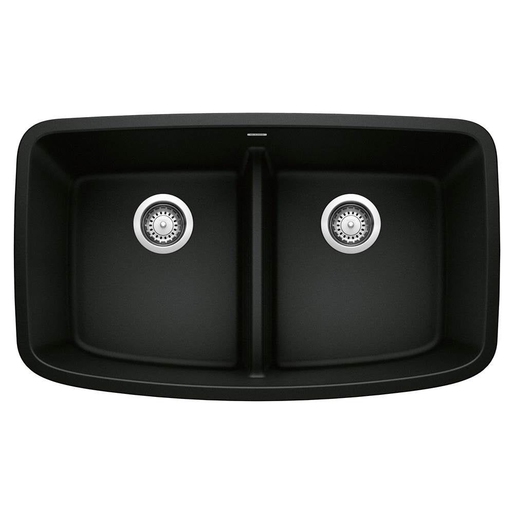 Blanco - Valea SILGRANIT 32'' 50/50 Double Bowl Undermount Kitchen Sink with Low Divide - Coal Black - Coal Black
