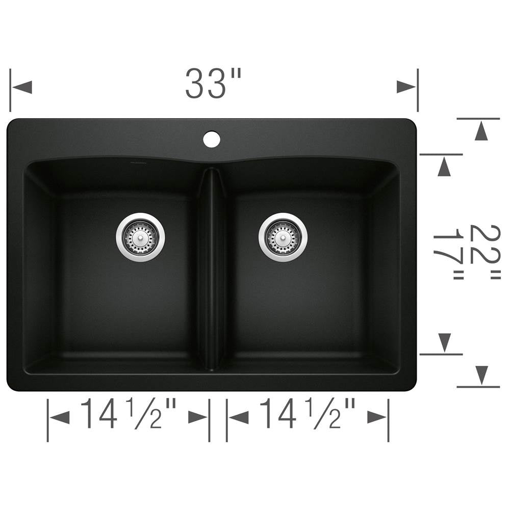Diamond SILGRANIT 33'' 50/50 Double Bowl Dual Mount Kitchen Sink - Cafe