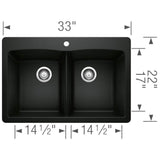Diamond SILGRANIT 33'' 50/50 Double Bowl Dual Mount Kitchen Sink - Cafe