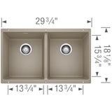 Precis SILGRANIT 29'' 50/50 Double Bowl Undermount Kitchen Sink - Coal Black