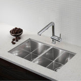 Quatrus R0 32'' 50/50 Double Bowl Undermount Stainless Steel Kitchen Sink