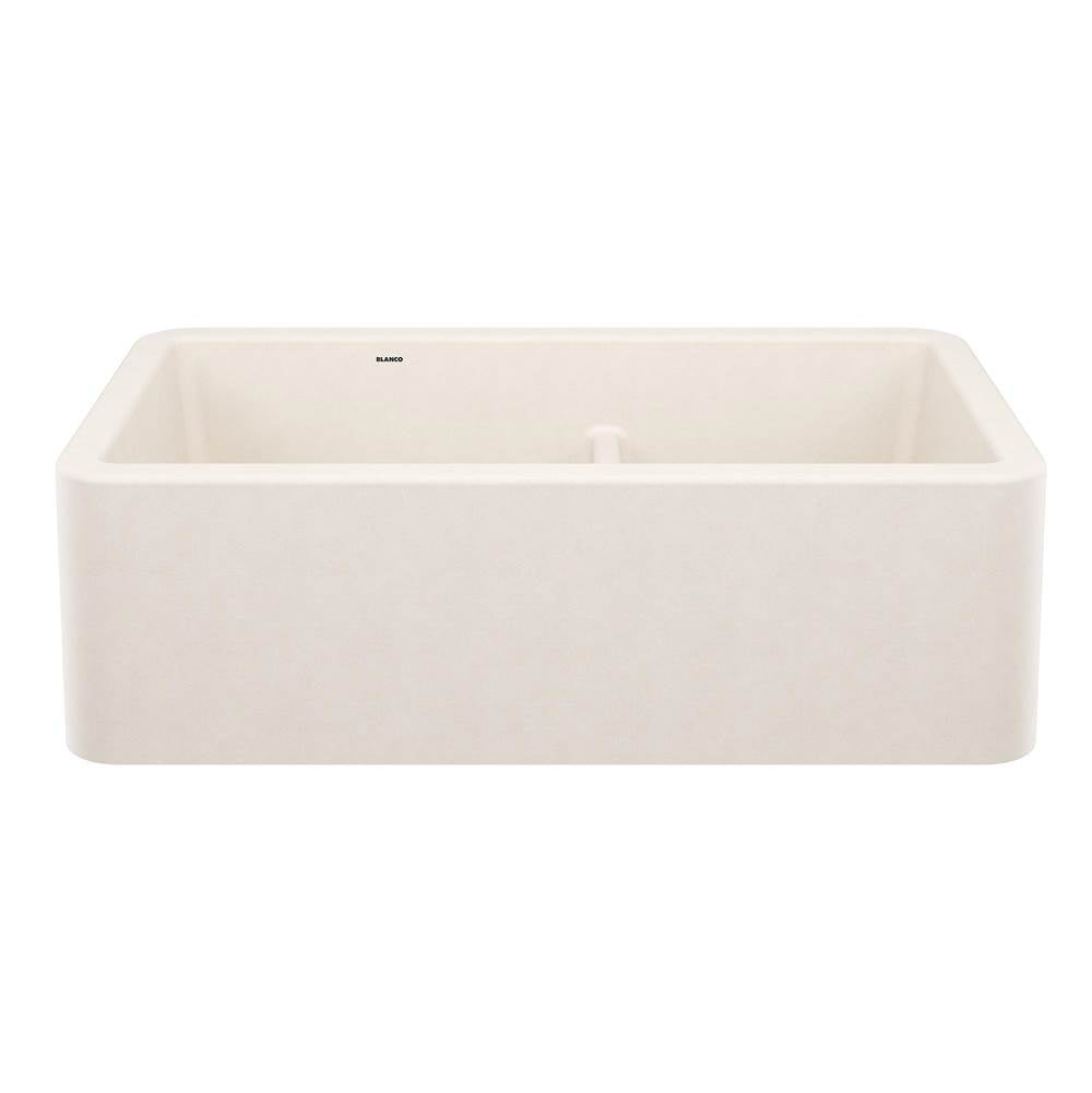 Blanco - Ikon SILGRANIT 33'' Double Bowl Apron-Front Farmhouse Sink with Low Divide - Soft White - Soft White