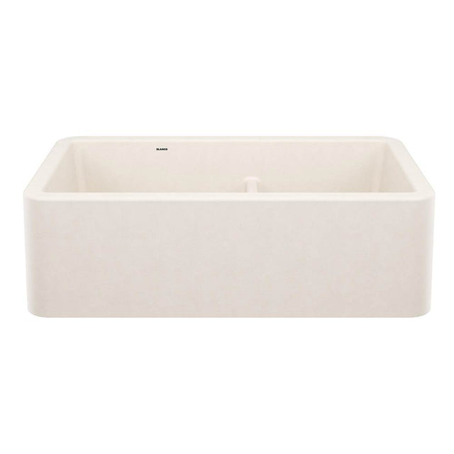 Blanco - Ikon SILGRANIT 33'' Double Bowl Apron-Front Farmhouse Sink with Low Divide - Soft White - Soft White