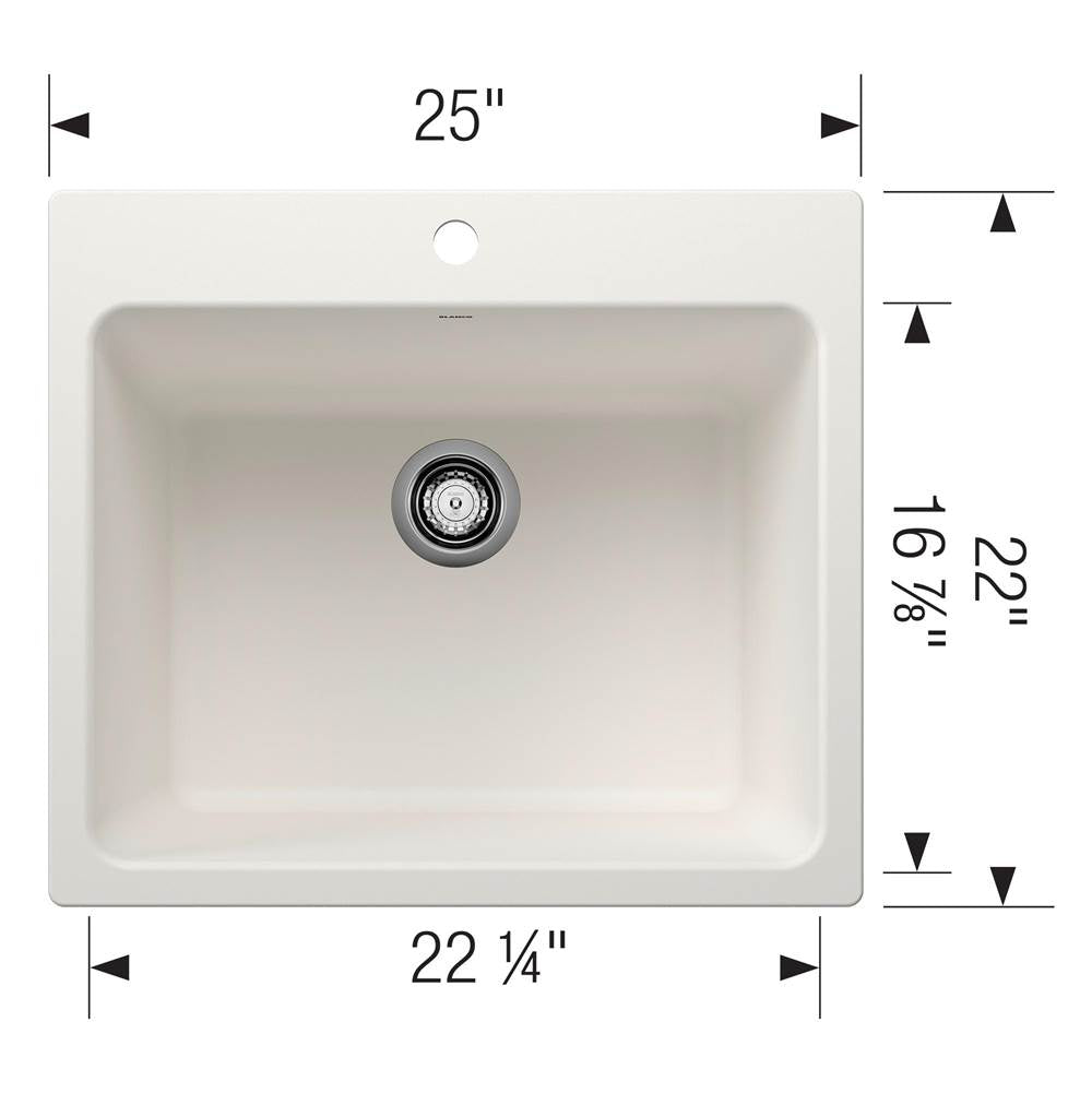 Liven SILGRANIT 25'' Single Bowl Dual Mount Laundry Sink - Anthracite