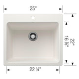 Liven SILGRANIT 25'' Single Bowl Dual Mount Laundry Sink - Anthracite