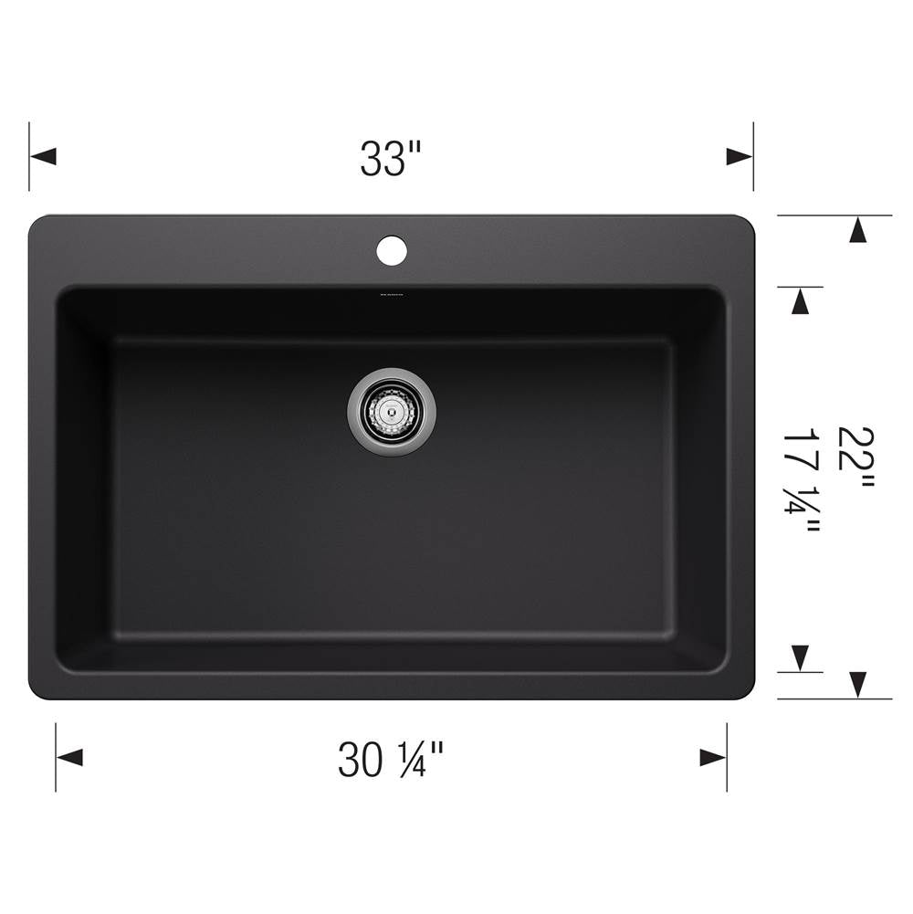Liven SILGRANIT 33'' Super Single Dual Mount Kitchen Sink - Coal Black