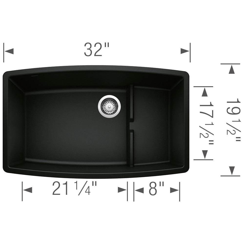 Performa Cascade SILGRANIT 32'' Single Bowl Undermount Kitchen Sink with Colander - Cafe