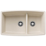 Blanco - Performa SILGRANIT 33'' 60/40 Double Bowl Undermount Kitchen Sink with Low Divide - Soft White - Soft White