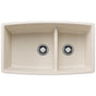 Blanco - Performa SILGRANIT 33'' 60/40 Double Bowl Undermount Kitchen Sink with Low Divide - Soft White - Soft White