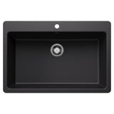 Blanco - Liven SILGRANIT 33'' Super Single Dual Mount Kitchen Sink - Coal Black - Coal Black