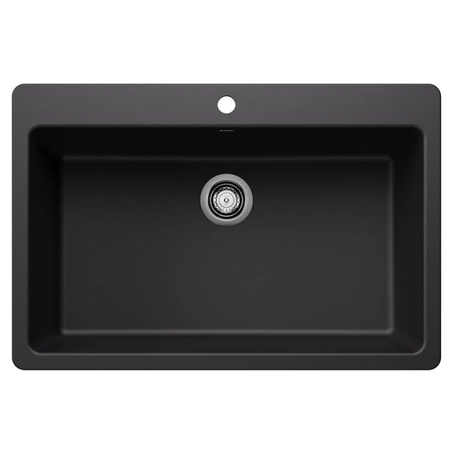 Blanco - Liven SILGRANIT 33'' Super Single Dual Mount Kitchen Sink - Coal Black - Coal Black