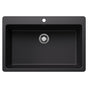 Blanco - Liven SILGRANIT 33'' Super Single Dual Mount Kitchen Sink - Coal Black - Coal Black