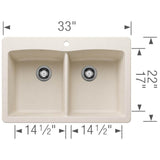 Diamond SILGRANIT 33'' 50/50 Double Bowl Dual Mount Kitchen Sink - Soft White