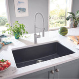 Liven SILGRANIT 33'' Super Single Dual Mount Kitchen Sink - Coal Black