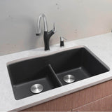 Diamond SILGRANIT 32'' 50/50 Double Bowl Undermount Kitchen Sink with Low Divide - Cinder